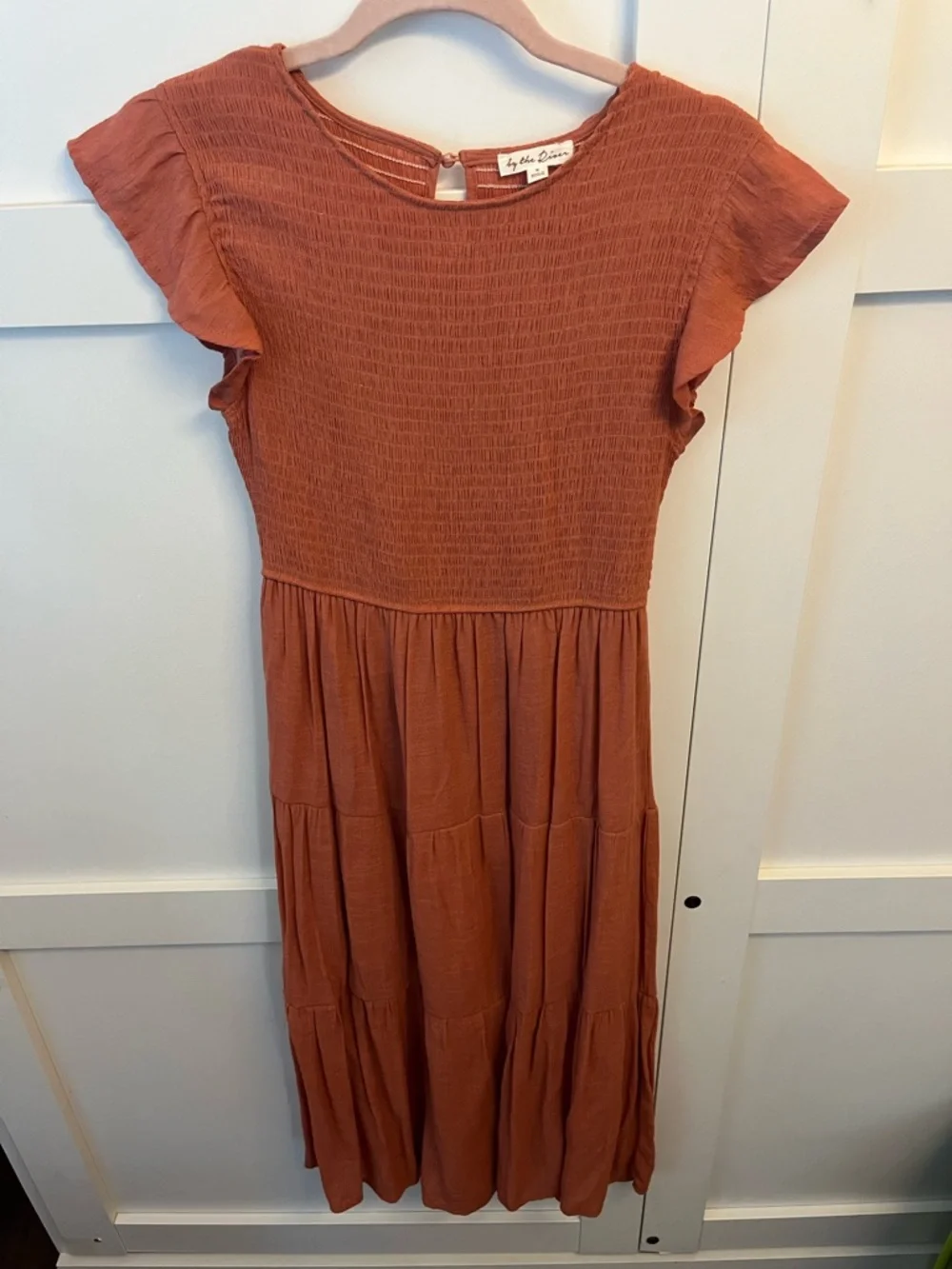 By the River- Rust Smocked Bodice Tiered Maxi Dress - Picture 1 of 2
